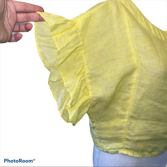 JOIE Febronia Ruffle Sleeve Linen Crop Top - Picture 7 of 11